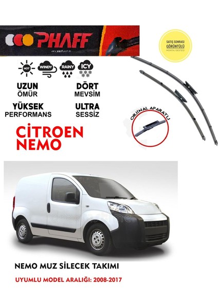 Citroen Nemo Ön Cam Muz Silecek Takımı 2013 Model Araca Özel Aparat