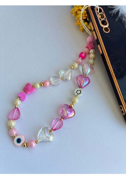 Renkli Boncuklu Kalpli Emojili Telefon ve Çanta ı fiyatları