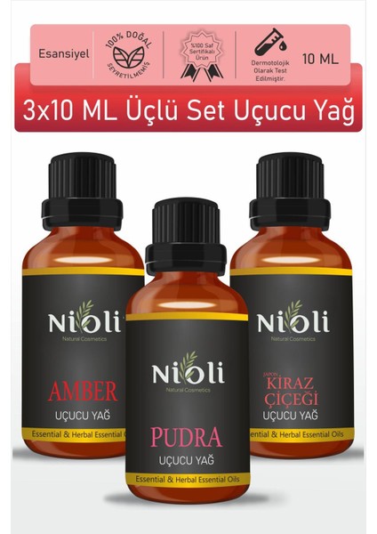 Amber, Pudra, J.kiraz Çiçeği Esansiyel Uçucu Yağ Buhurdanlık Yağı Aromaterapi Yağı 10 ml