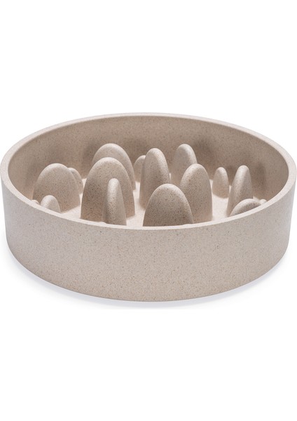 Köpek Yavaş Besleme Mama Kabı, Bambu, Bej, 21cm, 1430 ml