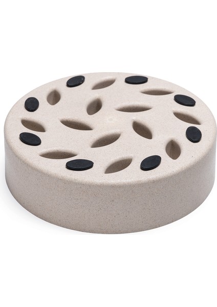Köpek Yavaş Besleme Mama Kabı, Bambu, Bej, 21cm, 1430 ml