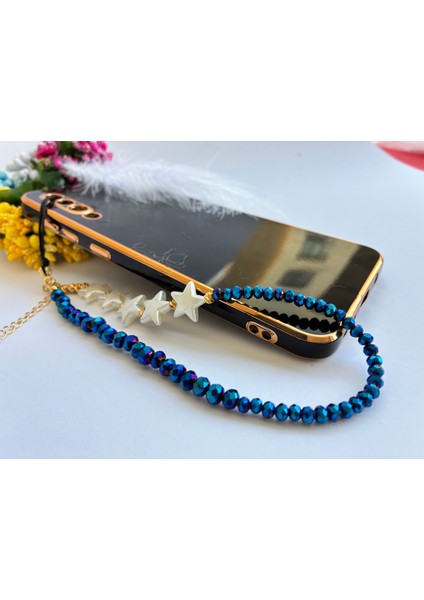 Işıltılı Gece Mavisi Kristal Boncuklu Yıldızlı Telefon ve Çanta ı fiyatları