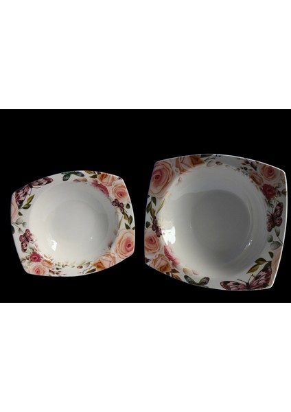 Dijital Baskılı 2'li Derin Kare Salata Kasesi 29CM 24CM