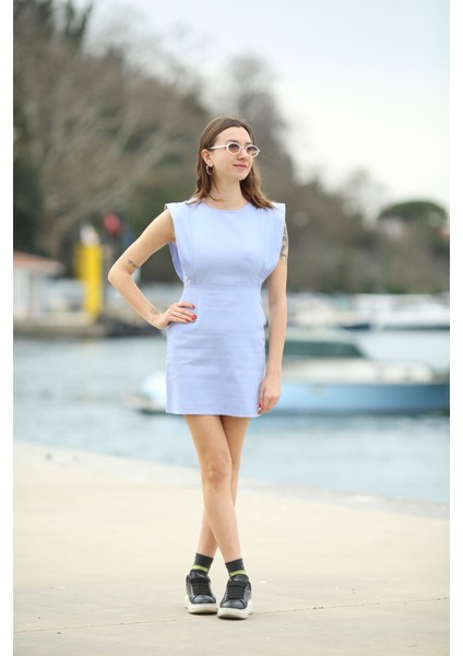 Volanlı Gabardin Elbise