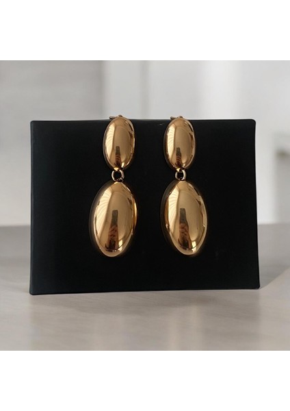 Gold Oval Sarkıt Çelik Küpe fiyatları