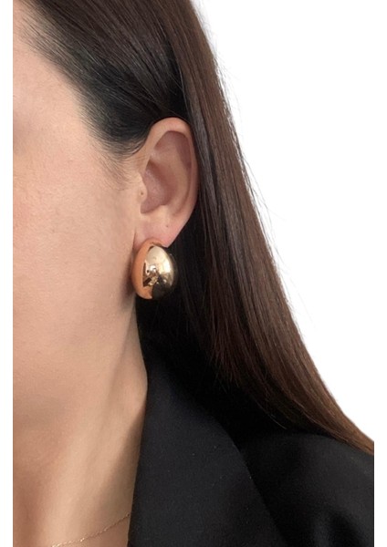 Xupıng Gold Renkli Kalın Halka Çelik Küpe