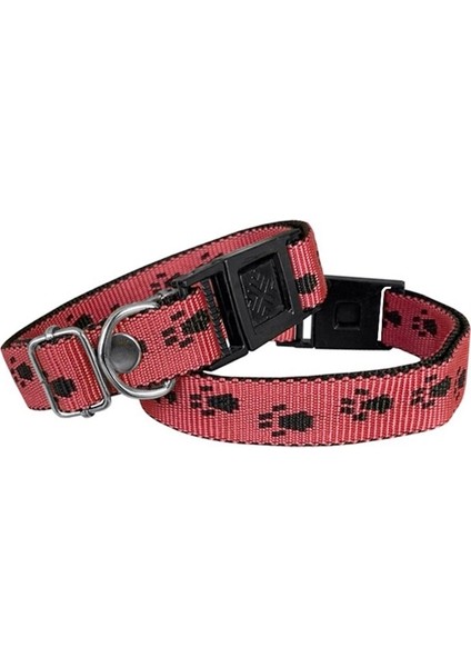 Köpek Tasması Patili Dokuma 2 cm - Min: 30 cm - Max: 50 cm Kırmızı