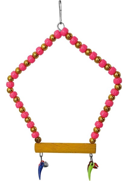 Beşgen Çanlı Muhabbet Kuşu Salıncağı 7-14 cm Renkli