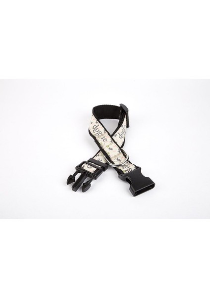 Köpek ve Pati Desenli Dokuma Köpek Boyun Tasması 3 cm x 36-60 cm Siyah