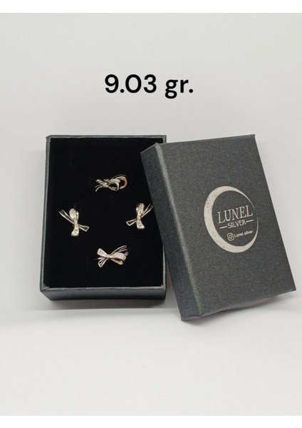 Siyah Kurdele Gümüş Takı Seti - Kolye Ucu, Küpe ve Yüzük - Şık ve Zarif Tasarım