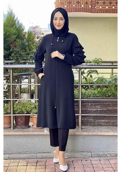 Kapişonlu Kap Siyah