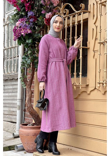 Düğmeli Kaşe Kap Gül Kurusu
