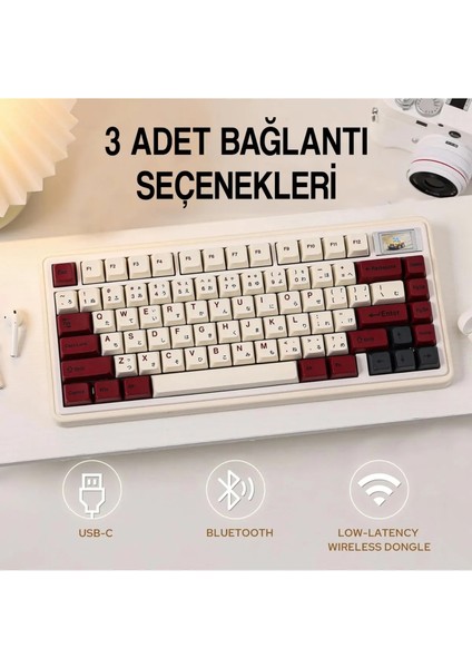 ABM081 Stellar Programlanabilir Esports Rgb Mekanik 3 Mode Kablosuz Klavye (Ivory Coffy)