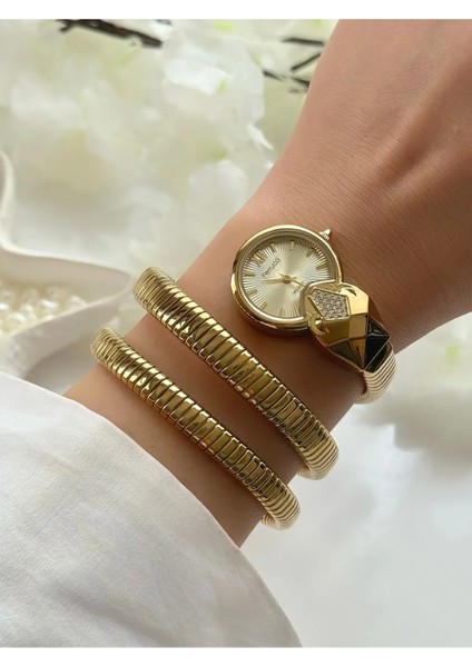 Yılan Sarmal Kordon Trend Model Çelik Kadın Kol Saati