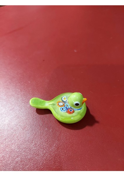 Minyatür Cam Kuş Dekoratif Heykelcik Mini Ev Bahçe Dekor El Yapım Yeşil Içi Dekorlu 1 Adet