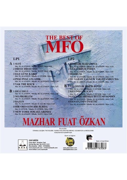 Mazhar Fuat Özkan The Best Of Mfö (2 Plak) fiyatları