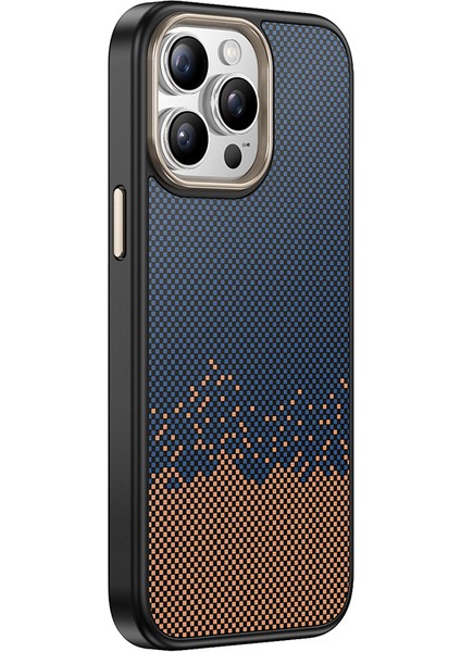 Apple iPhone 15 Pro Kılıf M-Safe Şarj Özellikli Karbon Fiber Görünümlü Vrdr Antina Kapak - Siyah