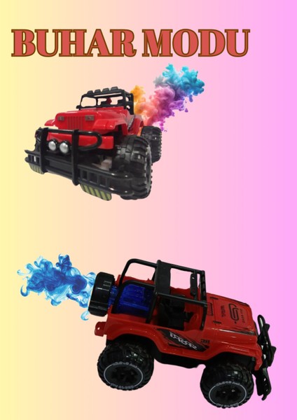1/16 Ölçek 27 Mhz Uzaktan Kumandalı Şarjlı Duman Atan Full Fonksiyon Kırmızı Off Road Araba