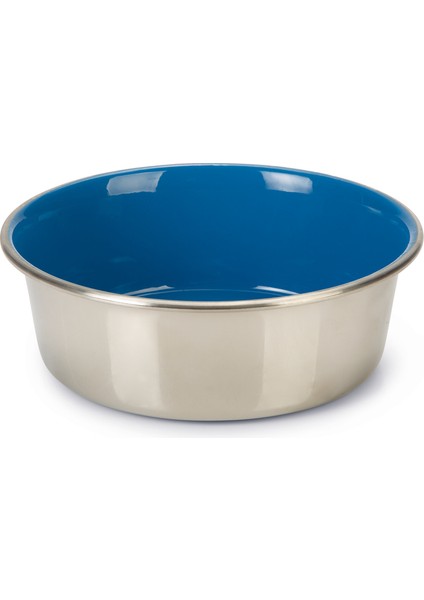 Köpek Mama Su Kabı, Paslanmaz Çelik, İçi Mavi, 20cm, 1,9l