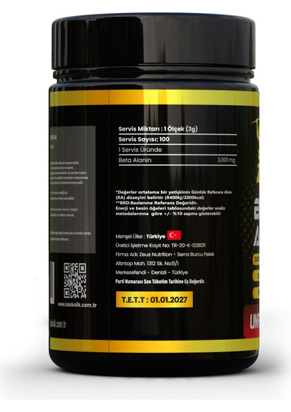 Beta Alanine 300 Gr-Aromasız