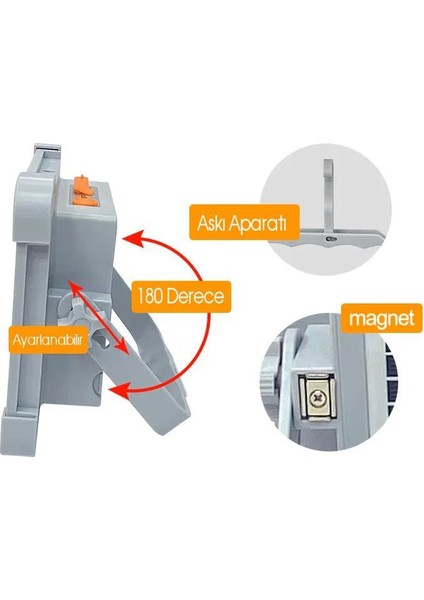 ZT-4698 200W 6400K Taşınabilir Şarjlı Solar LED Projektör modelleri