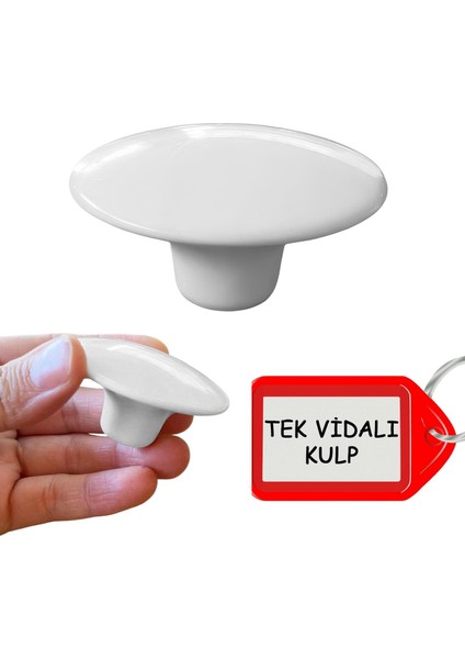 8 Adet Plastik Kulp Beyaz Bombeli Düğme Mobilya Mutfak Dolap Dolabı Tek Vidalı Çekmece Kulbu Kulpları