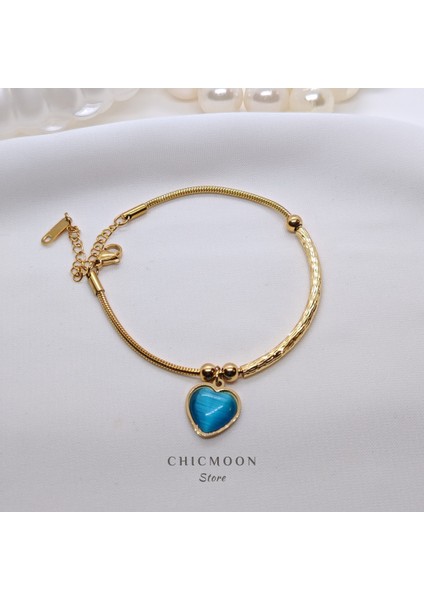 Çelik Mavi Kalp Bileklik fiyatları