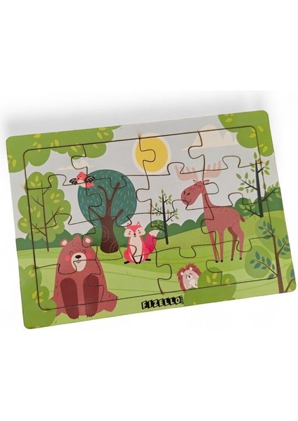 Hayvanlar Alemi 11 - 16 Parça Eğitici Öğretici Ahşap Çocuk Puzzle Yapboz Bebek Çocuk Oyuncak