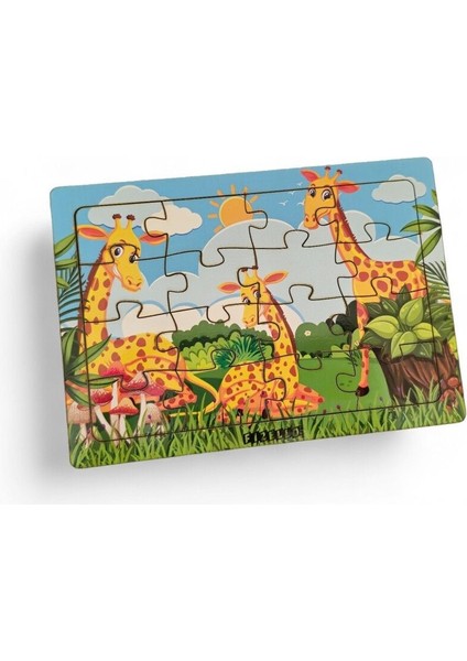 Zürafalar 16 Parça Eğitici Öğretici Ahşap Çocuk Puzzle Yapboz Bebek Çocuk Oyuncak