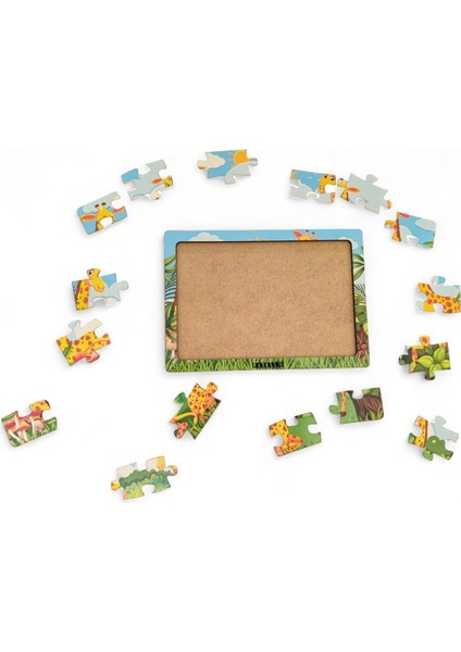 Zürafalar 16 Parça Eğitici Öğretici Ahşap Çocuk Puzzle Yapboz Bebek Çocuk Oyuncak