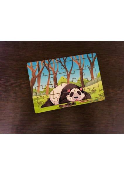 Panda 16 Parça Eğitici Öğretici Ahşap Çocuk Puzzle Yapboz Bebek Çocuk Oyuncak