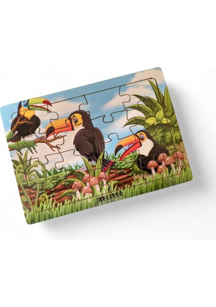Tukanlar 16 Parça Eğitici Öğretici Ahşap Çocuk Puzzle Yapboz Bebek Çocuk Oyuncak
