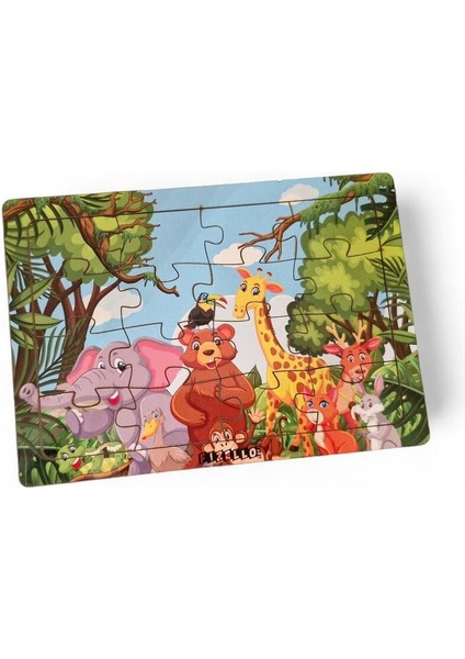 Hayvanlar Alemi 2 - 16 Parça Eğitici Öğretici Ahşap Çocuk Puzzle Yapboz Bebek Çocuk Oyuncak