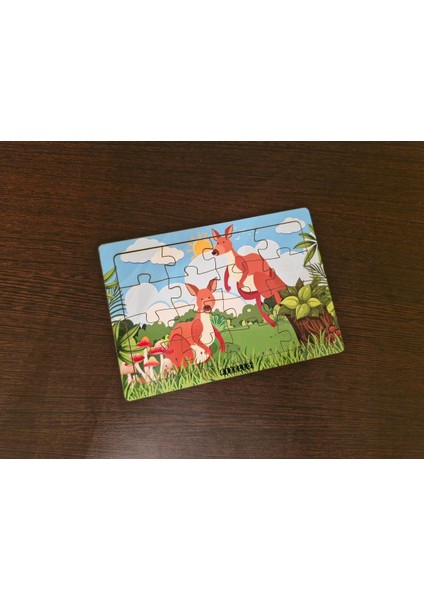 Kangurular 16 Parça Eğitici Öğretici Ahşap Çocuk Puzzle Yapboz Bebek Çocuk Oyuncak