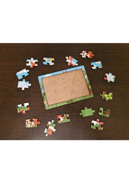 Kangurular 16 Parça Eğitici Öğretici Ahşap Çocuk Puzzle Yapboz Bebek Çocuk Oyuncak