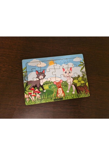 Kediler ve Fare 16 Parça Eğitici Öğretici Ahşap Çocuk Puzzle Yapboz Bebek Çocuk Oyuncak modelleri