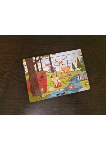 Hayvanlar Alemi 14 - 16 Parça Eğitici Öğretici Ahşap Çocuk Puzzle Yapboz Bebek Çocuk Oyuncak