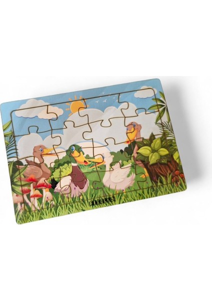 Ördekler 16 Parça Eğitici Öğretici Ahşap Çocuk Puzzle Yapboz Bebek Çocuk Oyuncak