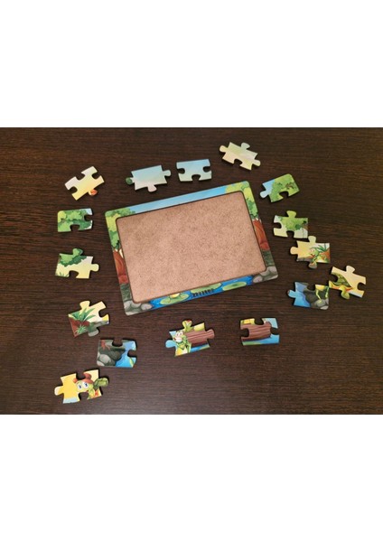Kaplumbağa ve Kurbağalar 16 Parça Eğitici Öğretici Ahşap Çocuk Puzzle Yapboz Çocuk Oyuncak