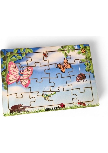Kelebekler - 16 Parça Eğitici Öğretici Ahşap Çocuk Puzzle Yapboz Bebek Çocuk Oyuncak