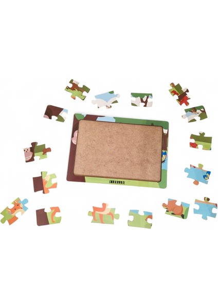 Hayvanlar Alemi 13 - 16 Parça Eğitici Öğretici Ahşap Çocuk Puzzle Yapboz Bebek Çocuk Oyuncak