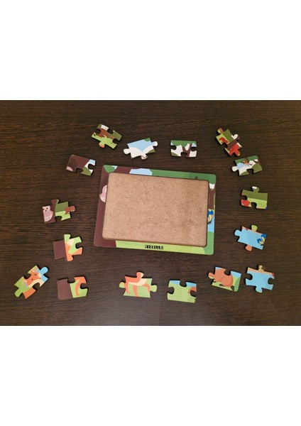 Hayvanlar Alemi 13 - 16 Parça Eğitici Öğretici Ahşap Çocuk Puzzle Yapboz Bebek Çocuk Oyuncak