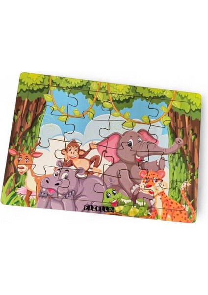 Hayvanlar Alemi 5 - 16 Parça Eğitici Öğretici Ahşap Çocuk Puzzle Yapboz Bebek Çocuk Oyuncak