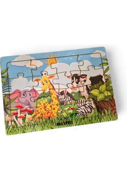 Hayvanlar Alemi 1 - 16 Parça Eğitici Öğretici Ahşap Çocuk Puzzle Yapboz Bebek Çocuk Oyuncak