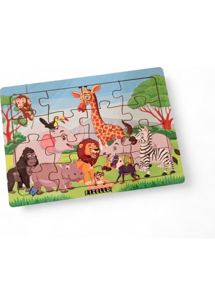 Hayvanlar Alemi 8 - 16 Parça Eğitici Öğretici Ahşap Çocuk Puzzle Yapboz Bebek Çocuk Oyuncak