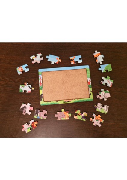 Hayvanlar Alemi 8 - 16 Parça Eğitici Öğretici Ahşap Çocuk Puzzle Yapboz Bebek Çocuk Oyuncak