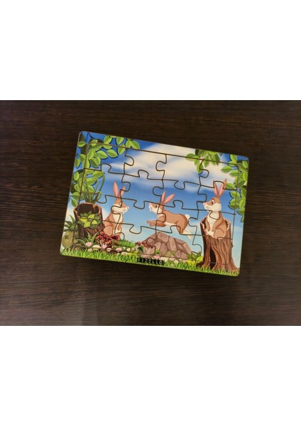 Tavşanlar 16 Parça Eğitici Öğretici Ahşap Çocuk Puzzle Yapboz Bebek Çocuk Oyuncak modelleri