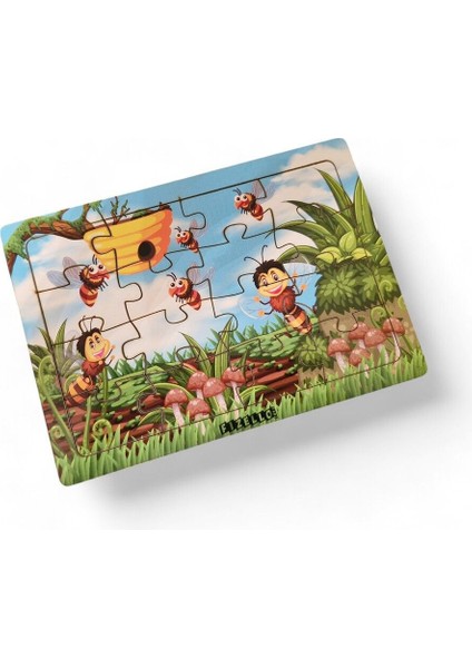 Arılar 16 Parça Eğitici ve Öğretici Ahşap Çocuk Puzzle & Yapboz Bebek Çocuk Oyuncak