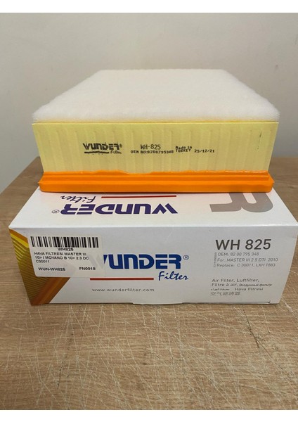Wunder WH825 Hava Filtresi Master (3) 2010 Sonrası / Movano (B) 2010 Sonrası