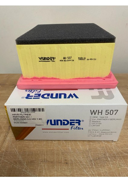 Wunder WH507 Hava Filtresi Berlingo (2002 Sonrası) 2.0hdı 1.9d / Partner (2002 Sonrası) 2.0hdı 1.9d